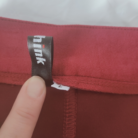 Clothink Deep Red Mini Skirt.  Women's Faux Suede Snap Front Pleated Skirt - Picture 6 of 10